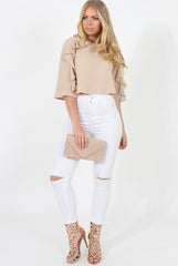 Nude Ruffle Crop Top - Melanie