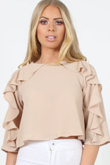 Nude Ruffle Crop Top - Melanie