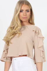 Nude Ruffle Crop Top - Melanie