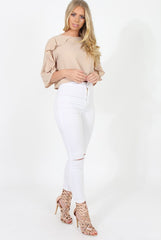 Nude Ruffle Crop Top - Melanie