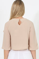 Nude Ruffle Crop Top - Melanie