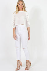 White Ruffle Crop Top - Melanie