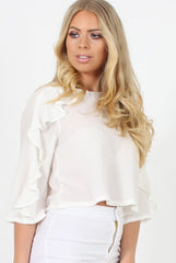 White Ruffle Crop Top - Melanie