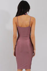 Mauve Choker Bodycon Midi Dress - Meli
