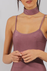 Mauve Choker Bodycon Midi Dress - Meli