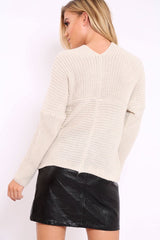 Beige Wrap Front Cable Knit Jumper - Melia