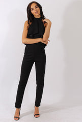 Black Frill Choker Jumpsuit - Melissa