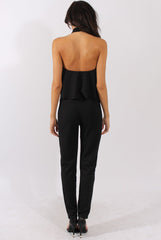 Black Frill Choker Jumpsuit - Melissa