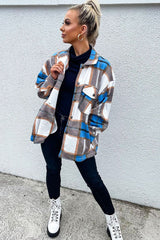 Blue Camel Check Pocket Front Shacket - Misa