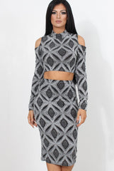 Melna Silver Glitter Two Piece Set
