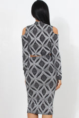 Melna Silver Glitter Two Piece Set