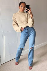 Stone Knit High Neck Jumper - Jaelynn