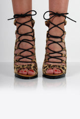 Mercedes Leopard Print Lace Up Heels