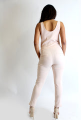 Mercedes Peach Low Neck & Back Jumpsuit