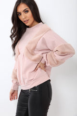Rose Jumper with Fur on Front and Sleeves - Mercedes