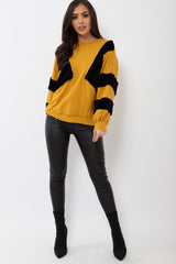 Mustard Jumper with Fur on Front and Sleeves - Mercedes
