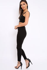 Black with Pearls Crop Top and Trousers Co-ord - Meridith