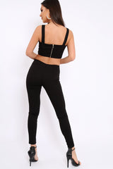 Black with Pearls Crop Top and Trousers Co-ord - Meridith