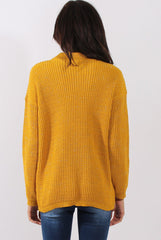Mustard Sparkle Knitted Cut Out Front Jumper - Meri