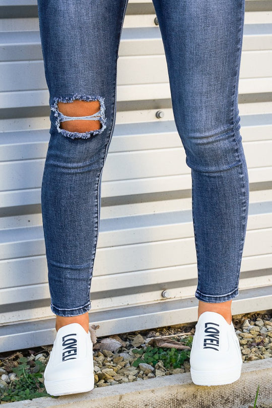 White Slogan Front Stripe Slip On Trainers - Tamira