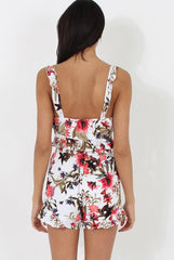 White Floral Lace Up Two Piece - Mica