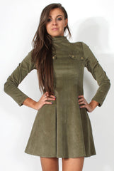 Michelle Khaki Cord Dress
