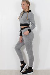 Grey Cropped Hooded Loungewear set- Milani