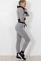Grey Cropped Hooded Loungewear set- Milani