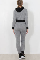 Grey Cropped Hooded Loungewear set- Milani