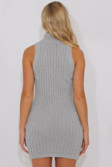 Silver Sparkle Knitted Turtleneck Dress - Mila