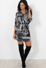 Neve Black Paisley Print Shirt Dress