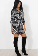 Neve Black Paisley Print Shirt Dress