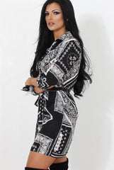 Neve Black Paisley Print Shirt Dress