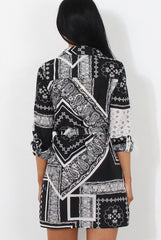 Neve Black Paisley Print Shirt Dress