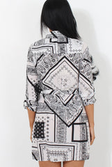 Neve White Paisley Print Shirt Dress