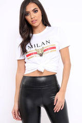 White Milan Slogan T-shirt - Emberly