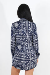 Miley Navy Paisley Print Shirt Dress