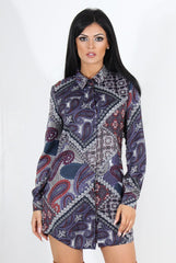 Miley Purple Paisley Print Shirt Dress