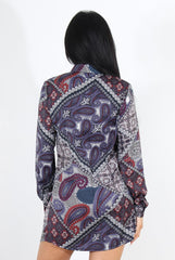 Miley Purple Paisley Print Shirt Dress