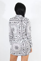 Miley White Paisley Print Shirt Dress
