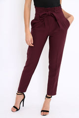 Wine Bow Belted Tapered Trousers - Miley