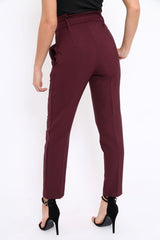 Wine Bow Belted Tapered Trousers - Miley
