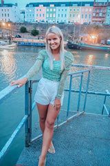 Sage Floral Puff Sleeve Bodysuit - Deana