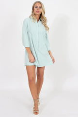 Mint Button Front Shirt Dress - Mina