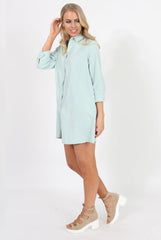 Mint Button Front Shirt Dress - Mina