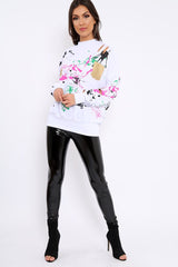 White Distressed Paint Splatter Jumper - Mina