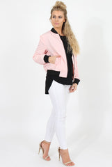 Pink Black Zip Bomber Jacket - Minah