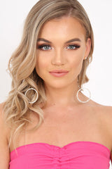 Gold Drop Diamante Circle Earrings - Minka