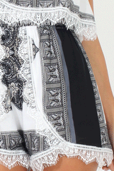 Black Paisley Print Lace Trim Bandeau Playsuit - Minnie