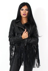 Minnie Black Tassel PU Jacket